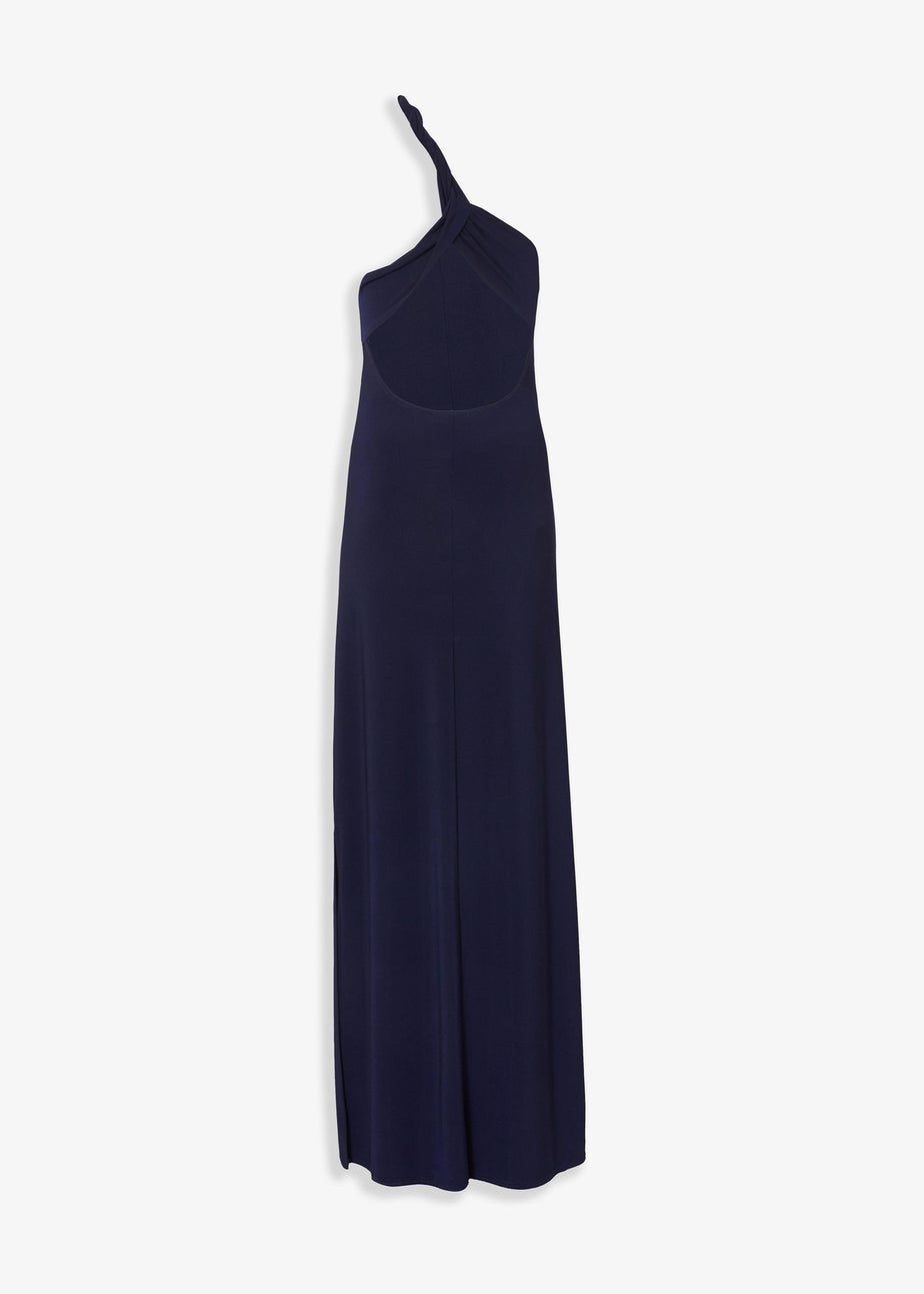 Quiz Navy Twisted One Shoulder Maxi Dress