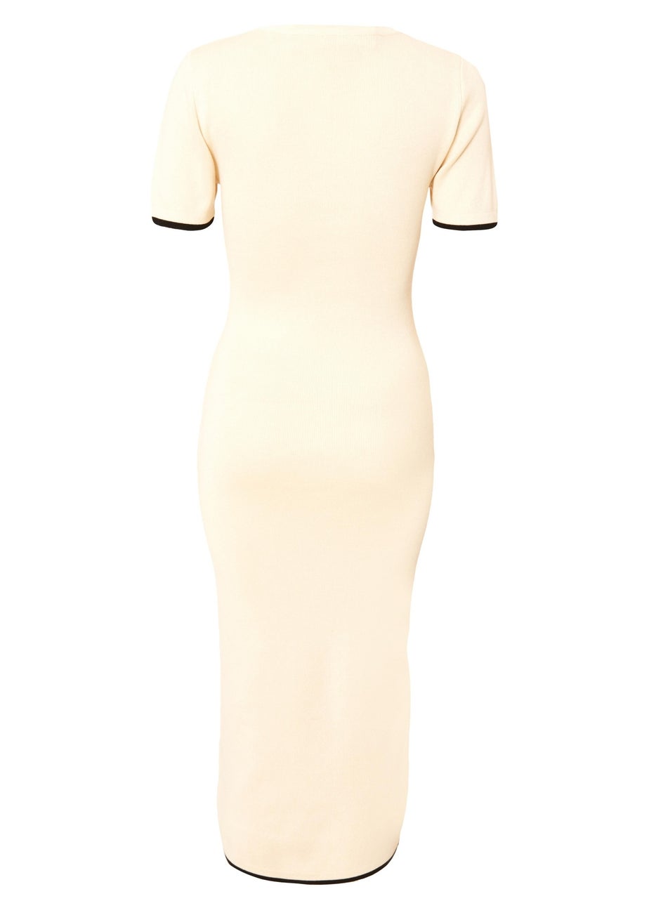 Quiz Stone Contrast Knit Midi Dress