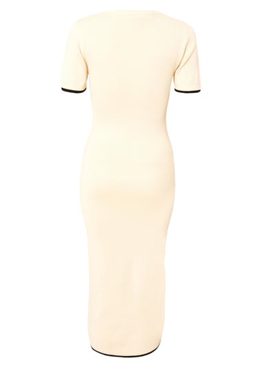Quiz Stone Contrast Knit Midi Dress