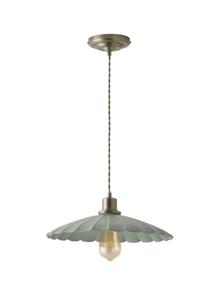 ValueLights Adjustable Ceiling Light Fitting with Green Scallop Shade