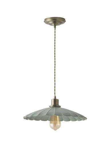 ValueLights Adjustable Ceiling Light Fitting with Green Scallop Shade