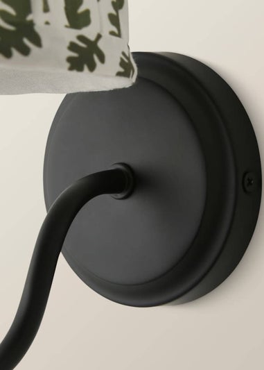 ValueLights Binky Rechargeable Black Wall Light Floral Pleated Lampshade