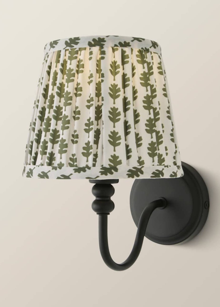 ValueLights Binky Rechargeable Black Wall Light Floral Pleated Lampshade