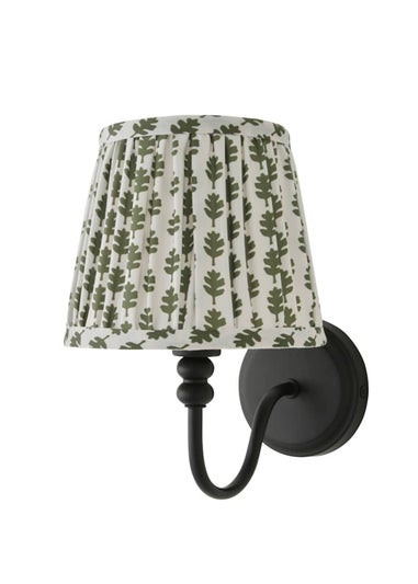 ValueLights Binky Rechargeable Black Wall Light Floral Pleated Lampshade