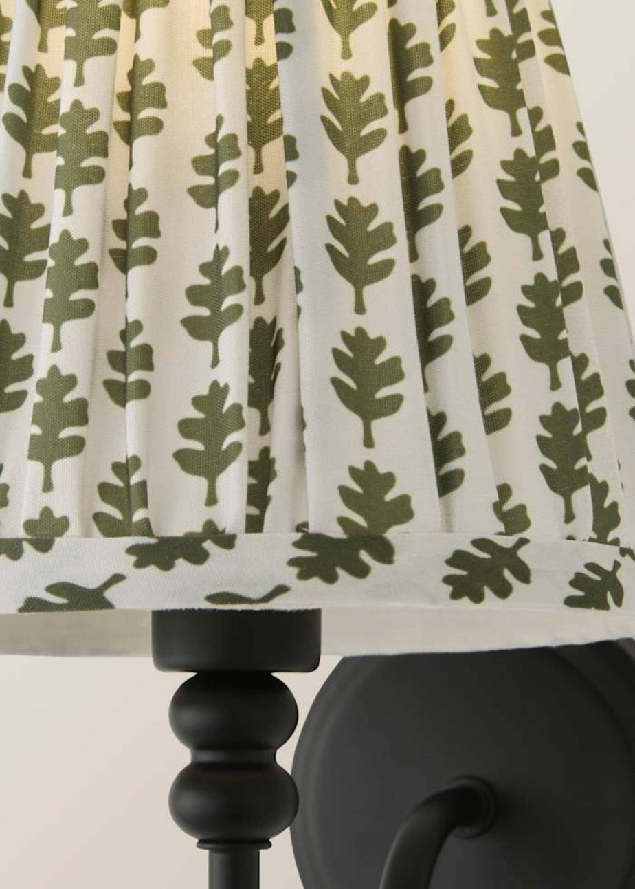 ValueLights Binky Rechargeable Black Wall Light Floral Pleated Lampshade