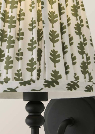 ValueLights Binky Rechargeable Black Wall Light Floral Pleated Lampshade