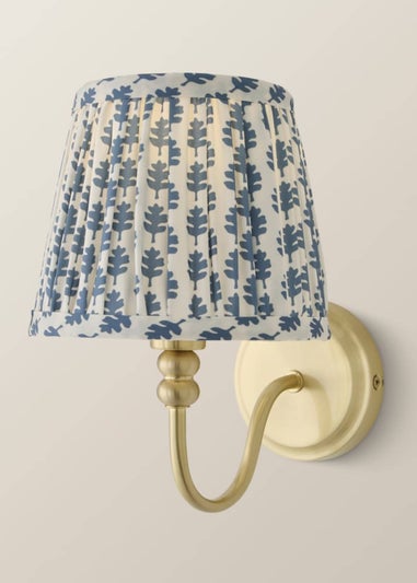 ValueLights Binky Rechargeable Gold Wall Light Floral Pleated Lampshade
