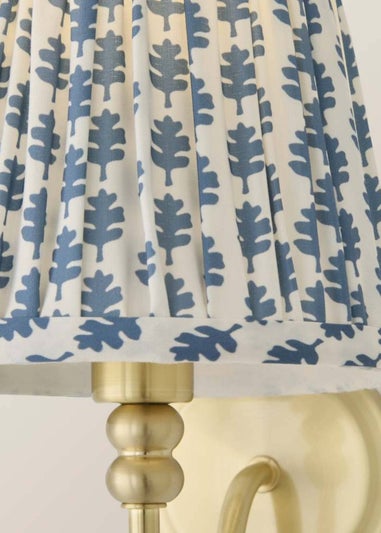 ValueLights Binky Rechargeable Gold Wall Light Floral Pleated Lampshade