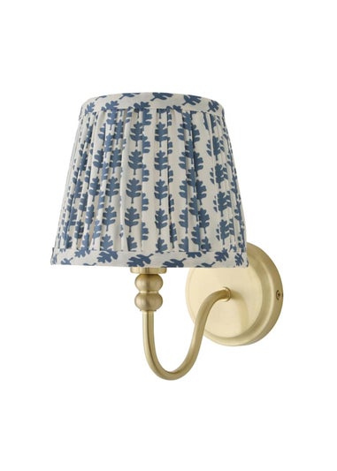 ValueLights Binky Rechargeable Gold Wall Light Floral Pleated Lampshade