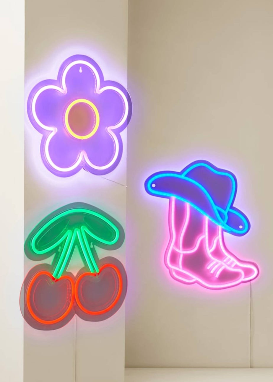 ValueLights Neon Pink Flower Wall Light Integrated LED Novelty Light
