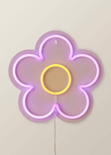 ValueLights Neon Pink Flower Wall Light Integrated LED Novelty Light