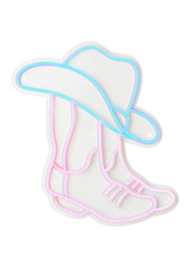 ValueLights Neon Pink & Blue Cowboy Boot Wall Light Integrated LED Novelty Light