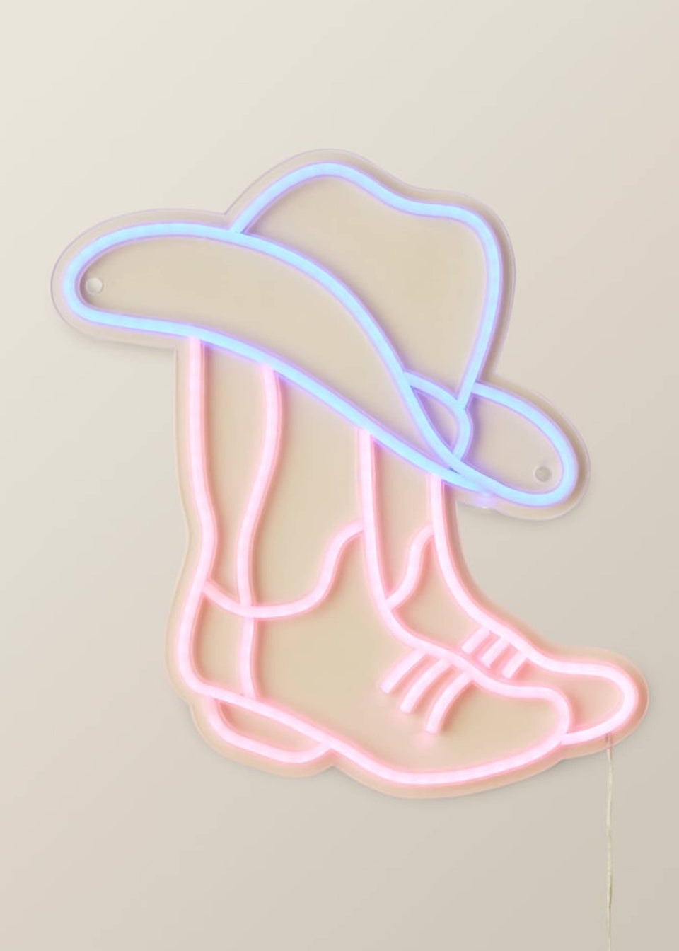 ValueLights Neon Pink & Blue Cowboy Boot Wall Light Integrated LED Novelty Light
