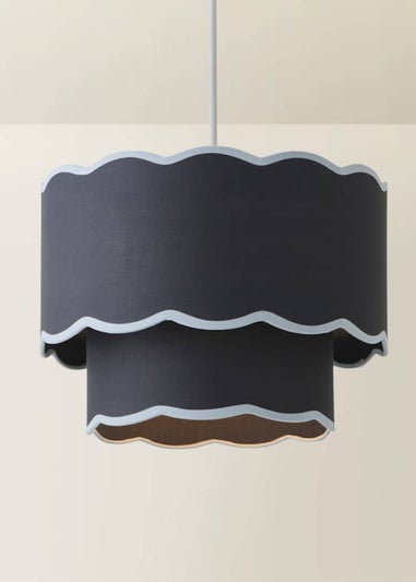 ValueLights Sloane Easy Fit Blue Ceiling Lampshade 2 Tier Scallop Shade