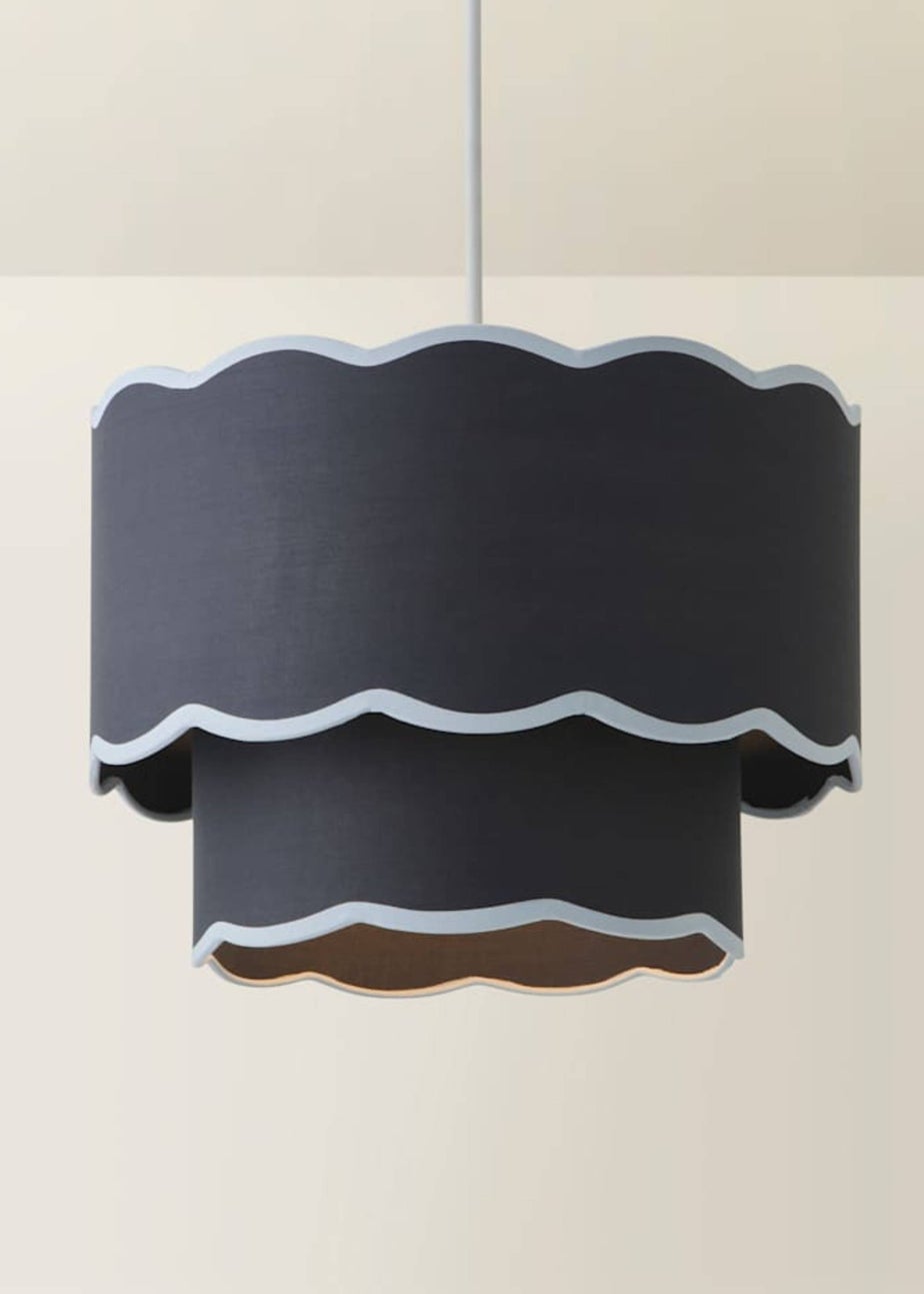 ValueLights Sloane Easy Fit Blue Ceiling Lampshade 2 Tier Scallop Shade