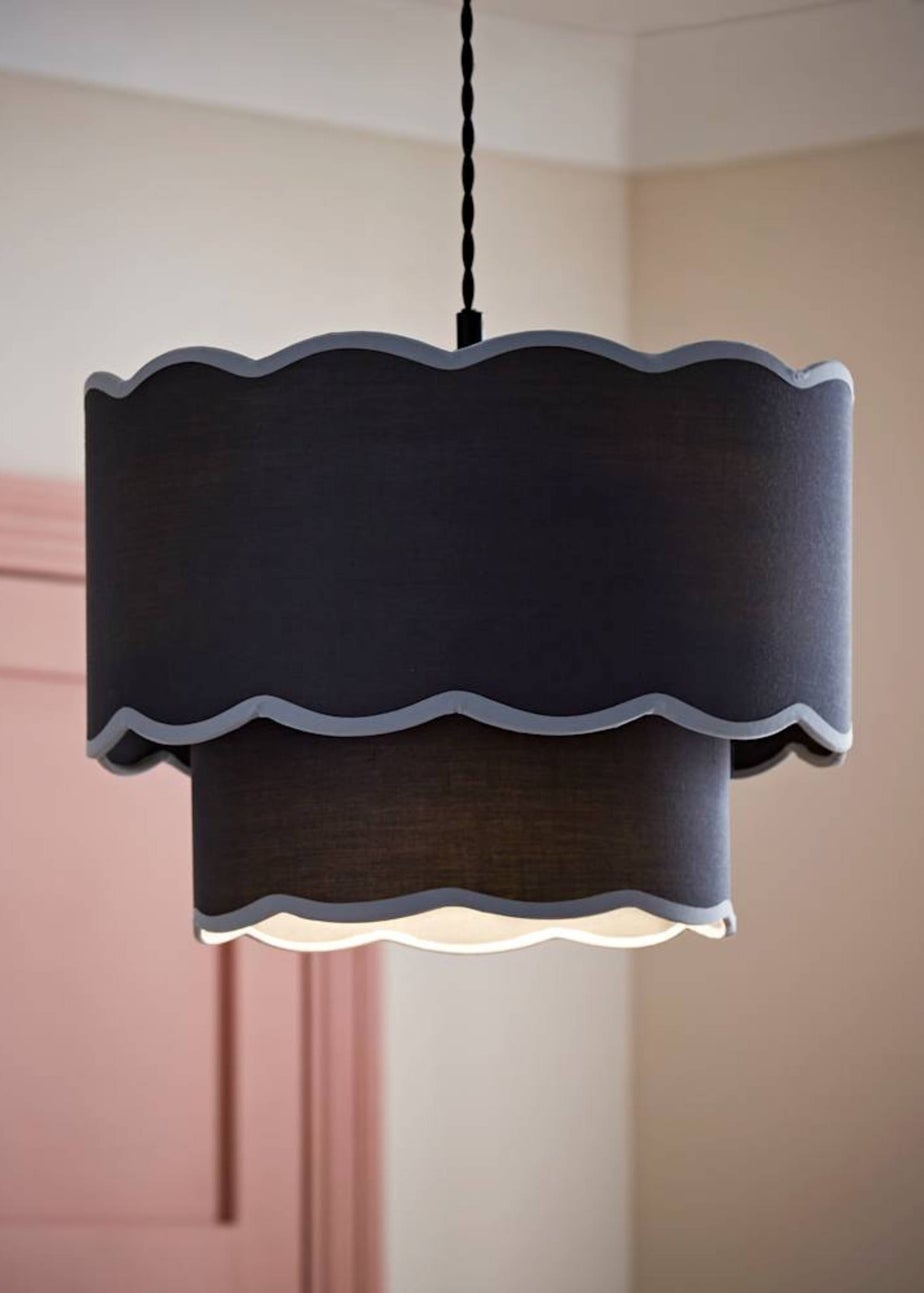 ValueLights Sloane Easy Fit Blue Ceiling Lampshade 2 Tier Scallop Shade