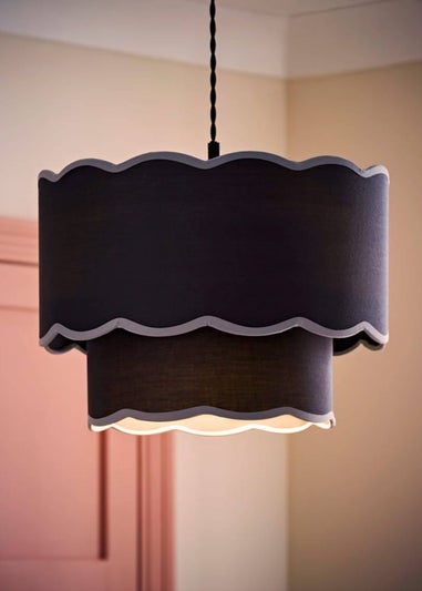 ValueLights Sloane Easy Fit Blue Ceiling Lampshade 2 Tier Scallop Shade