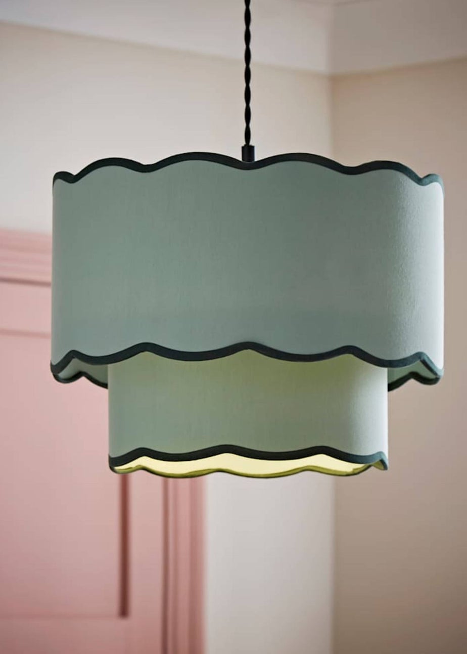 ValueLights Sloane Easy Fit Green Ceiling Lampshade 2 Tier Scallop Shade