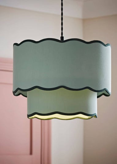 ValueLights Sloane Easy Fit Green Ceiling Lampshade 2 Tier Scallop Shade