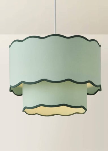 ValueLights Sloane Easy Fit Green Ceiling Lampshade 2 Tier Scallop Shade