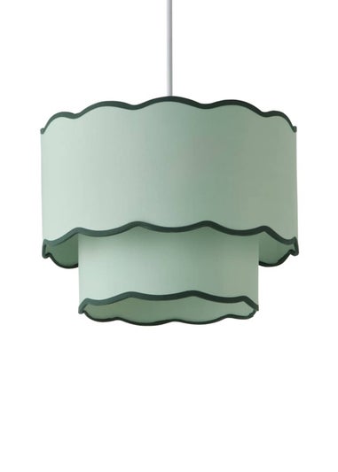 ValueLights Sloane Easy Fit Green Ceiling Lampshade 2 Tier Scallop Shade