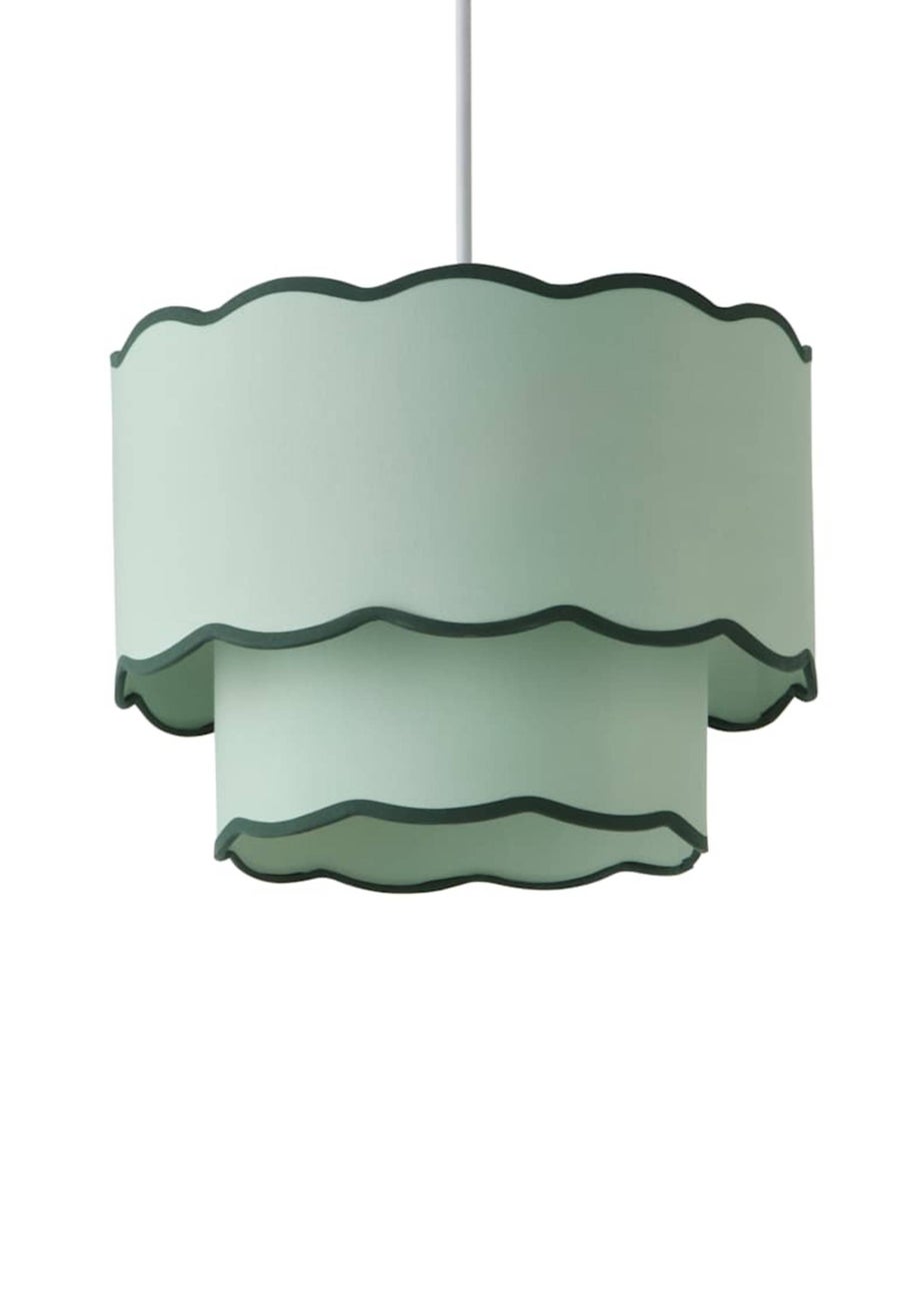 ValueLights Sloane Easy Fit Green Ceiling Lampshade 2 Tier Scallop Shade