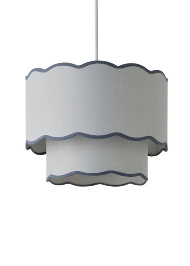 ValueLights Sloane Easy Fit Grey Ceiling Lampshade 2 Tier Scallop Shade
