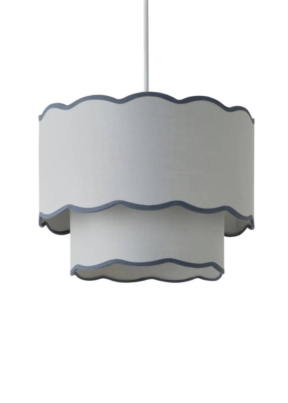 ValueLights Sloane Easy Fit Grey Ceiling Lampshade 2 Tier Scallop Shade