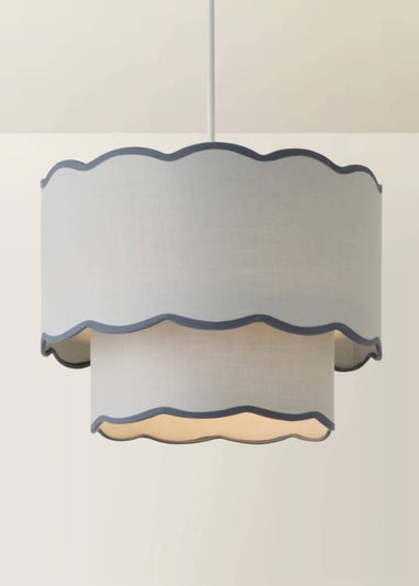 ValueLights Sloane Easy Fit Grey Ceiling Lampshade 2 Tier Scallop Shade