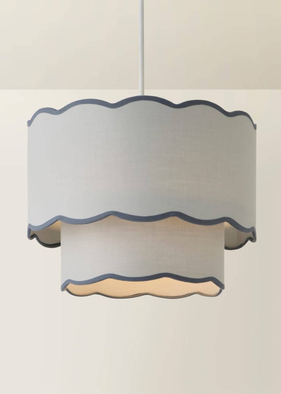 ValueLights Sloane Easy Fit Grey Ceiling Lampshade 2 Tier Scallop Shade