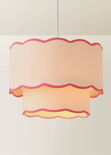 ValueLights Sloane Easy Fit Pink Ceiling Lampshade 2 Tier Scallop Shade
