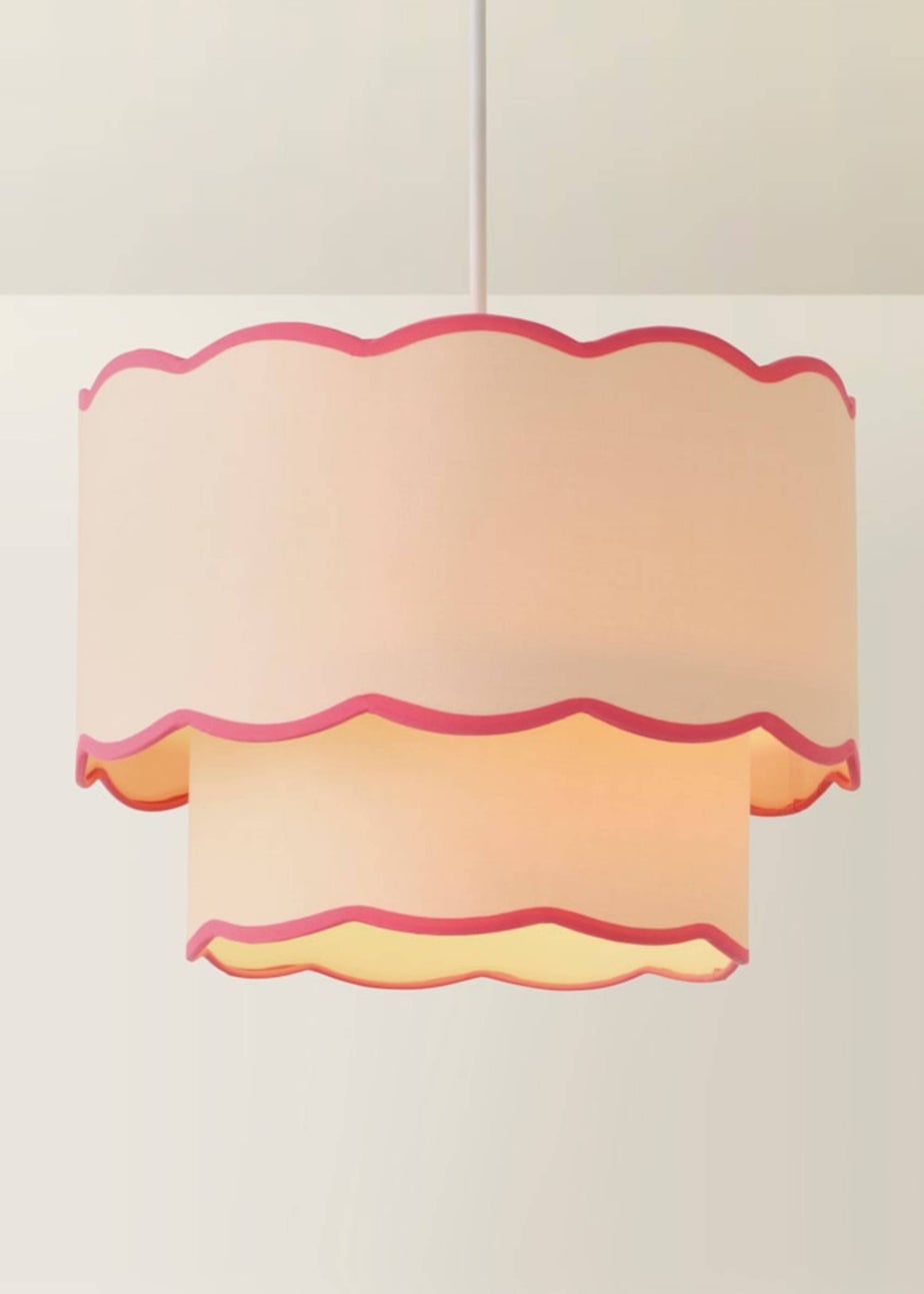 ValueLights Sloane Easy Fit Pink Ceiling Lampshade 2 Tier Scallop Shade