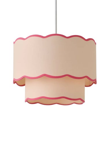 ValueLights Sloane Easy Fit Pink Ceiling Lampshade 2 Tier Scallop Shade