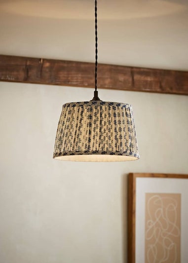 ValueLights Grange Small Easy Fit Blue Floral Pleated Lampshade