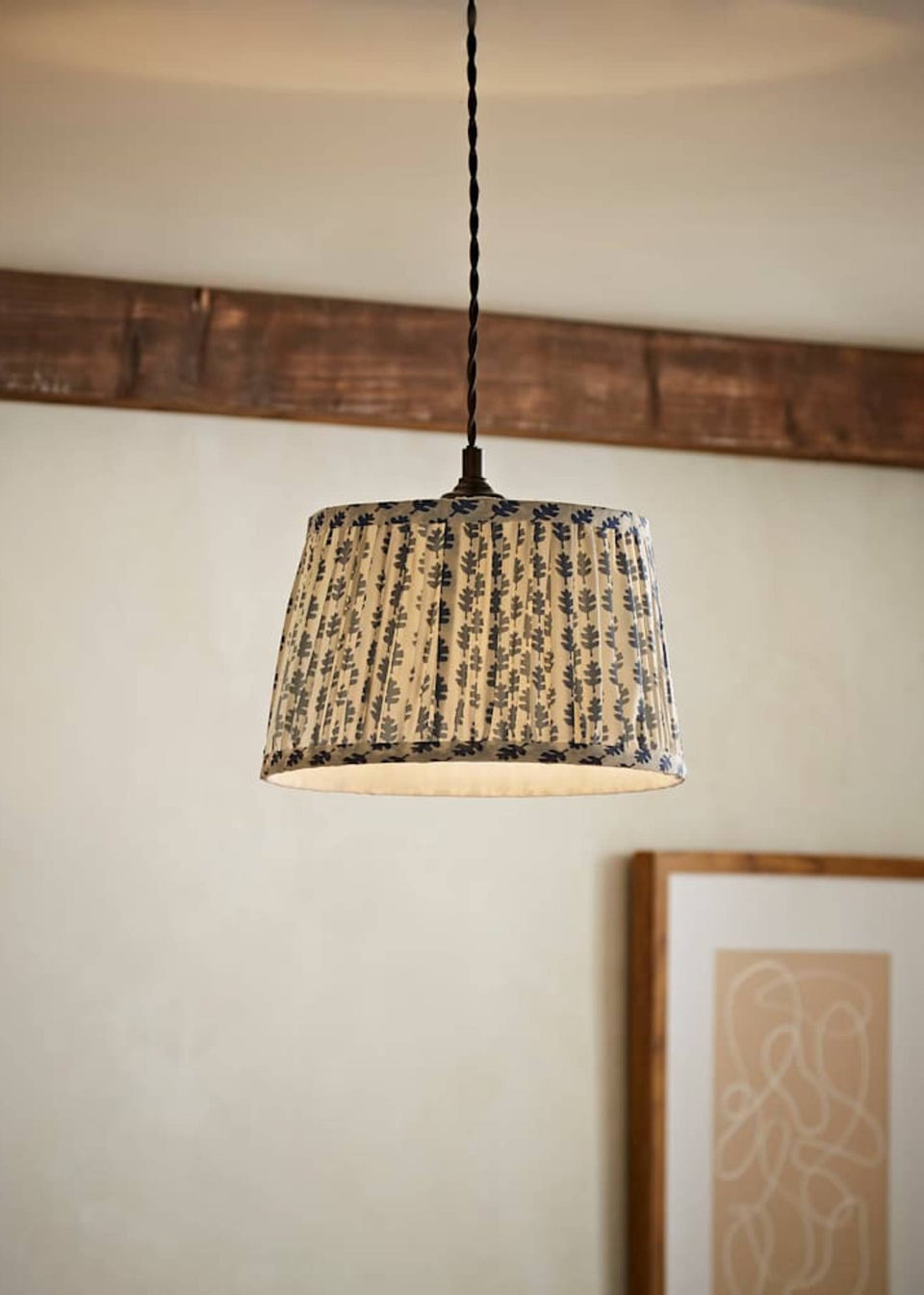 ValueLights Grange Small Easy Fit Blue Floral Pleated Lampshade