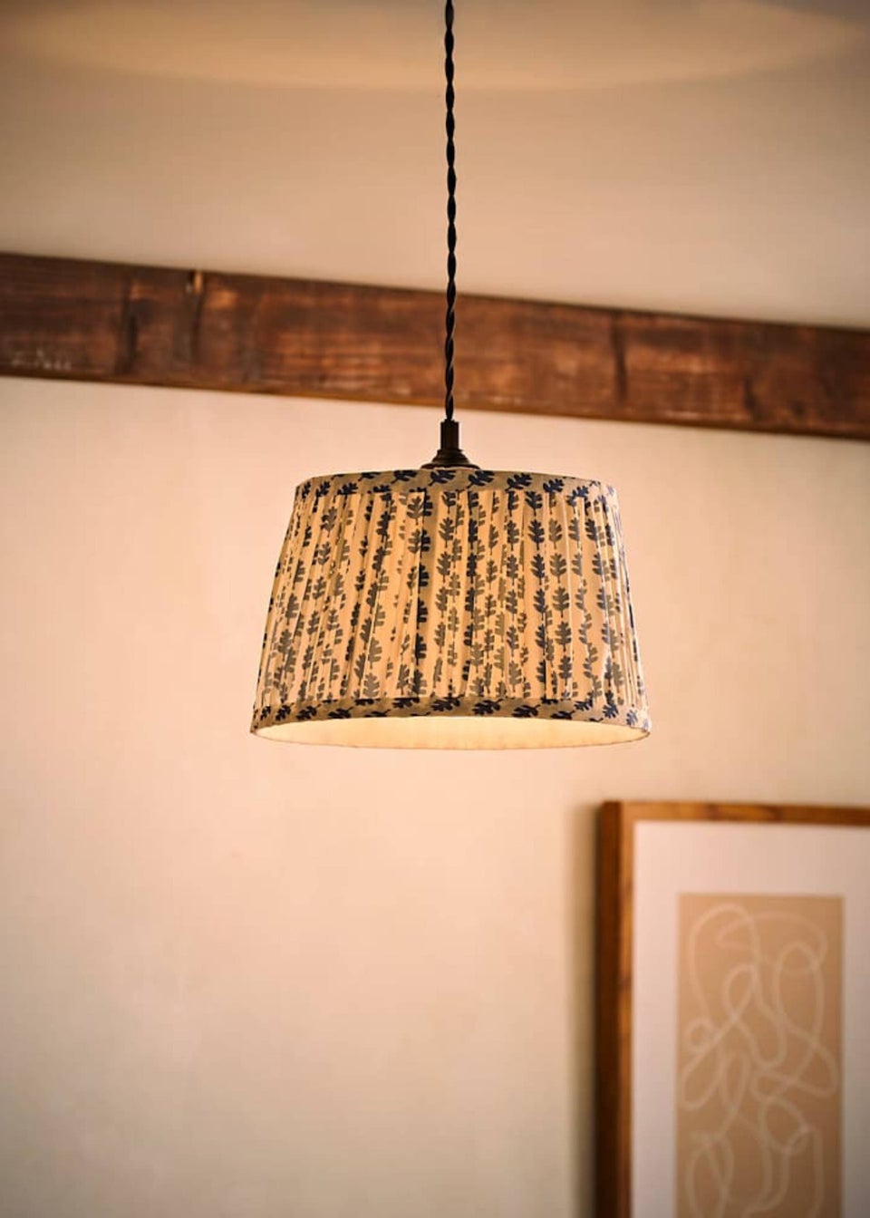 ValueLights Grange Small Easy Fit Blue Floral Pleated Lampshade