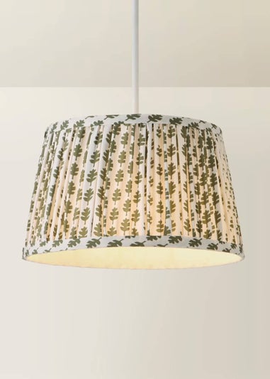 ValueLights Grange Small Easy Fit Green Floral Pleated Lampshade