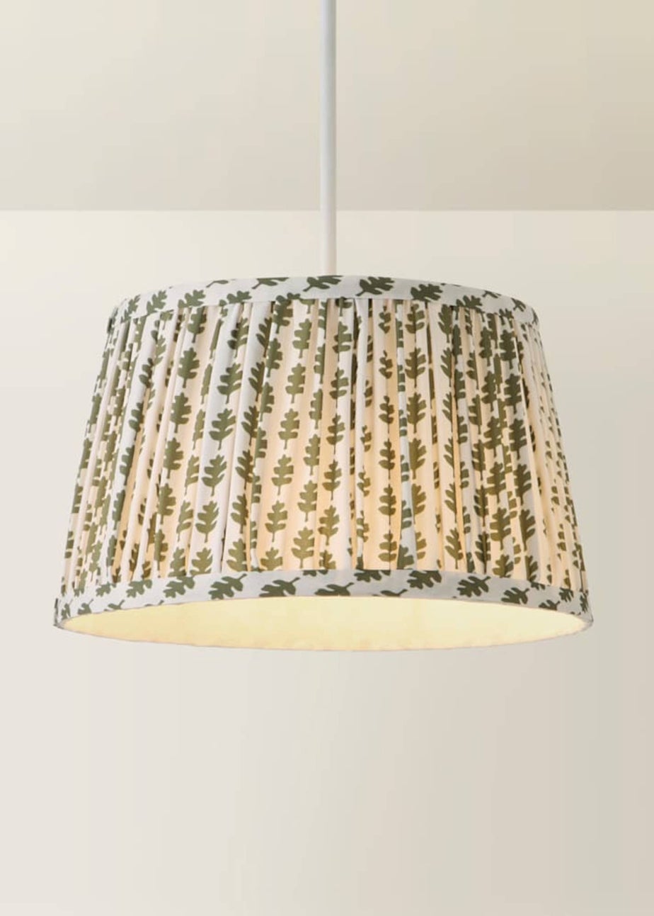 ValueLights Grange Small Easy Fit Green Floral Pleated Lampshade