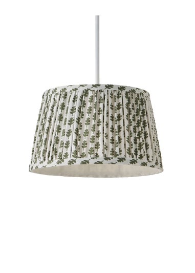 ValueLights Grange Small Easy Fit Green Floral Pleated Lampshade