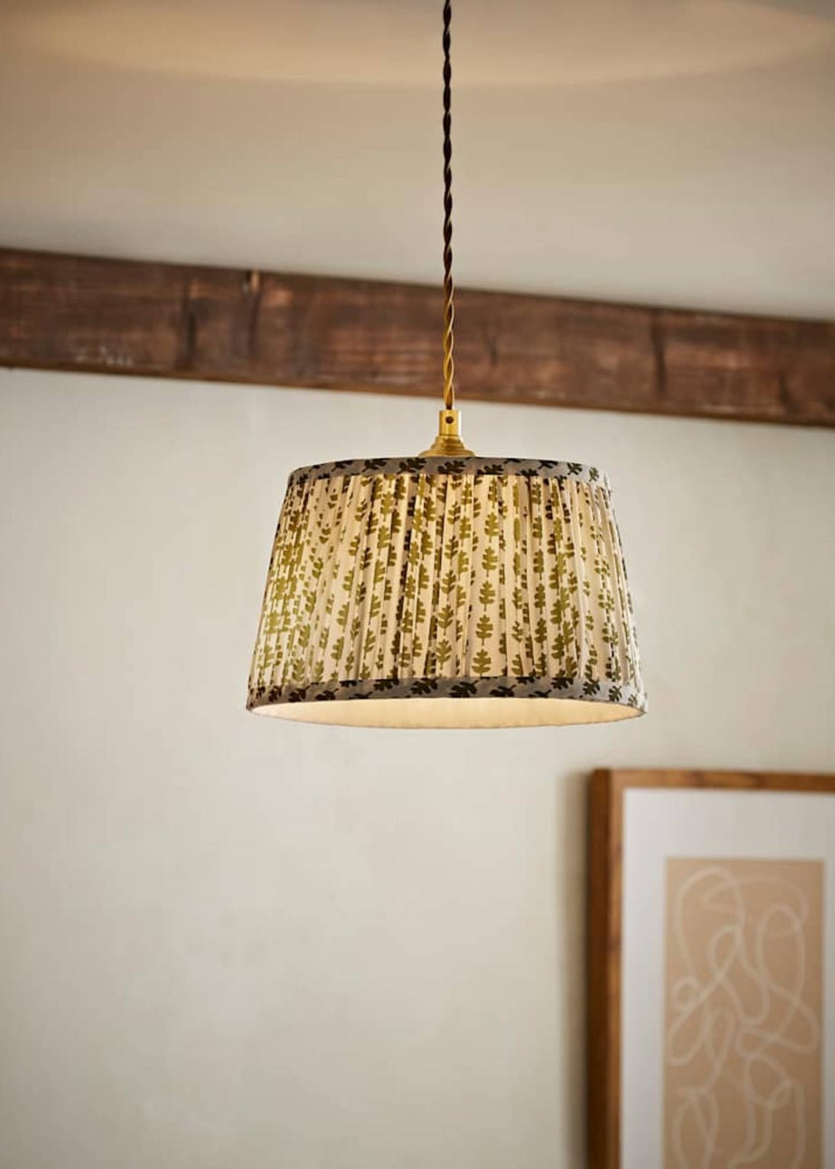 ValueLights Grange Small Easy Fit Green Floral Pleated Lampshade