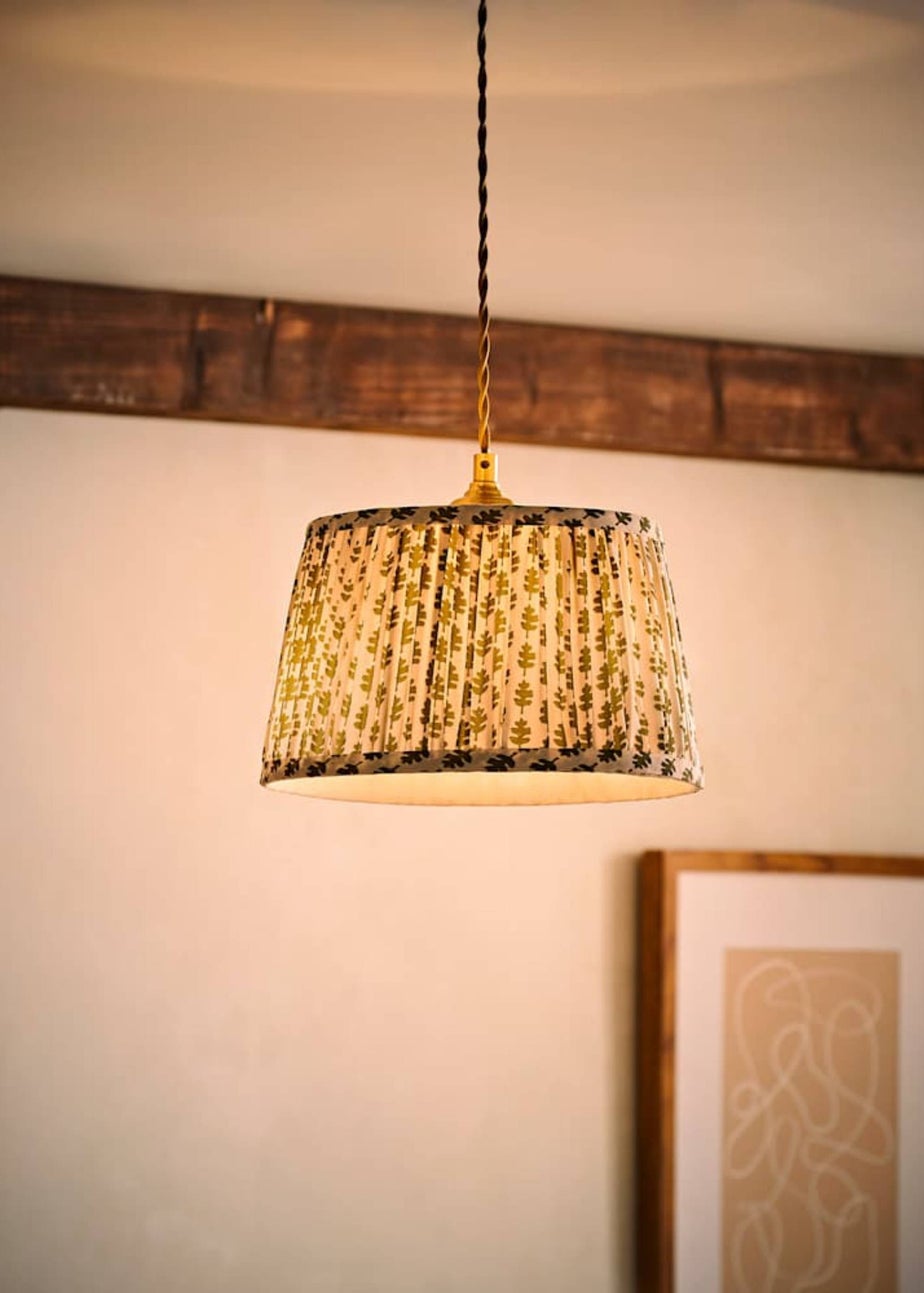 ValueLights Grange Small Easy Fit Green Floral Pleated Lampshade