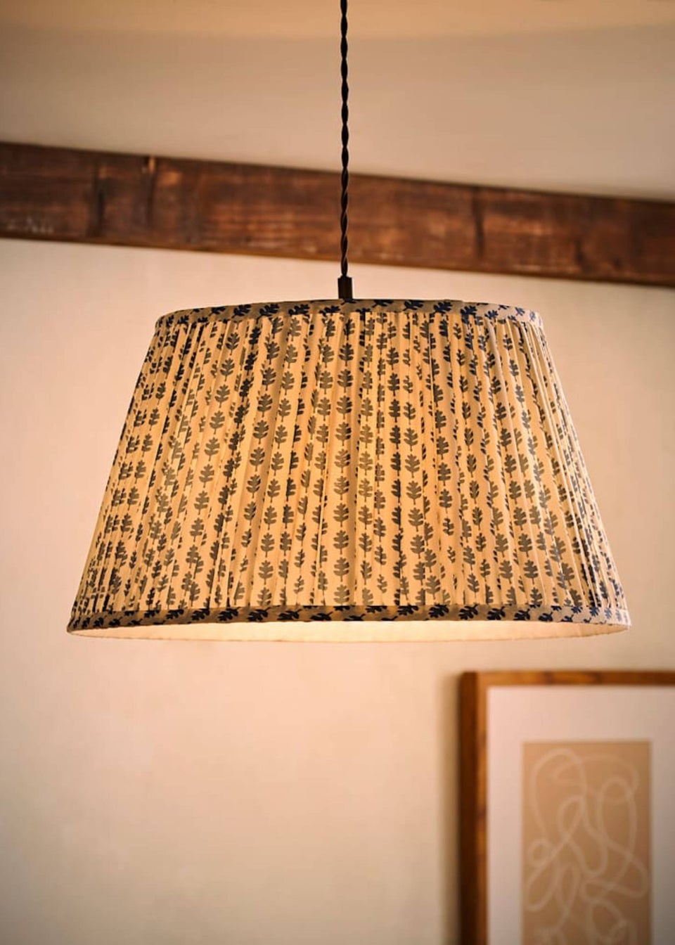 ValueLights Grange Large Easy Fit Blue Floral Pleated Lampshade