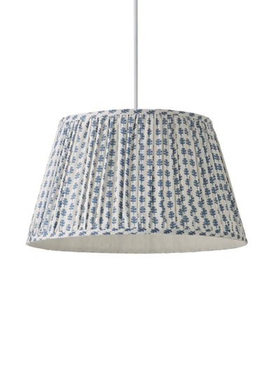 ValueLights Grange Large Easy Fit Blue Floral Pleated Lampshade