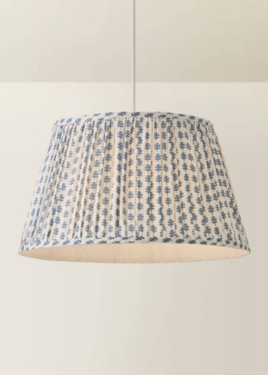 ValueLights Grange Large Easy Fit Blue Floral Pleated Lampshade