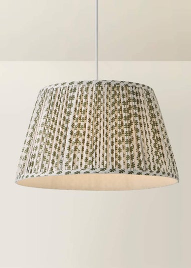 ValueLights Grange Large Easy Fit Green Floral Pleated Lampshade