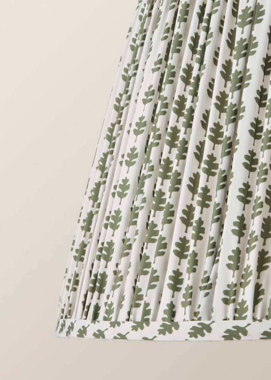 ValueLights Grange Large Easy Fit Green Floral Pleated Lampshade