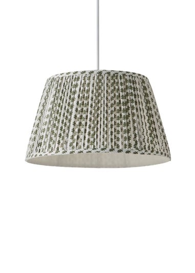 ValueLights Grange Large Easy Fit Green Floral Pleated Lampshade