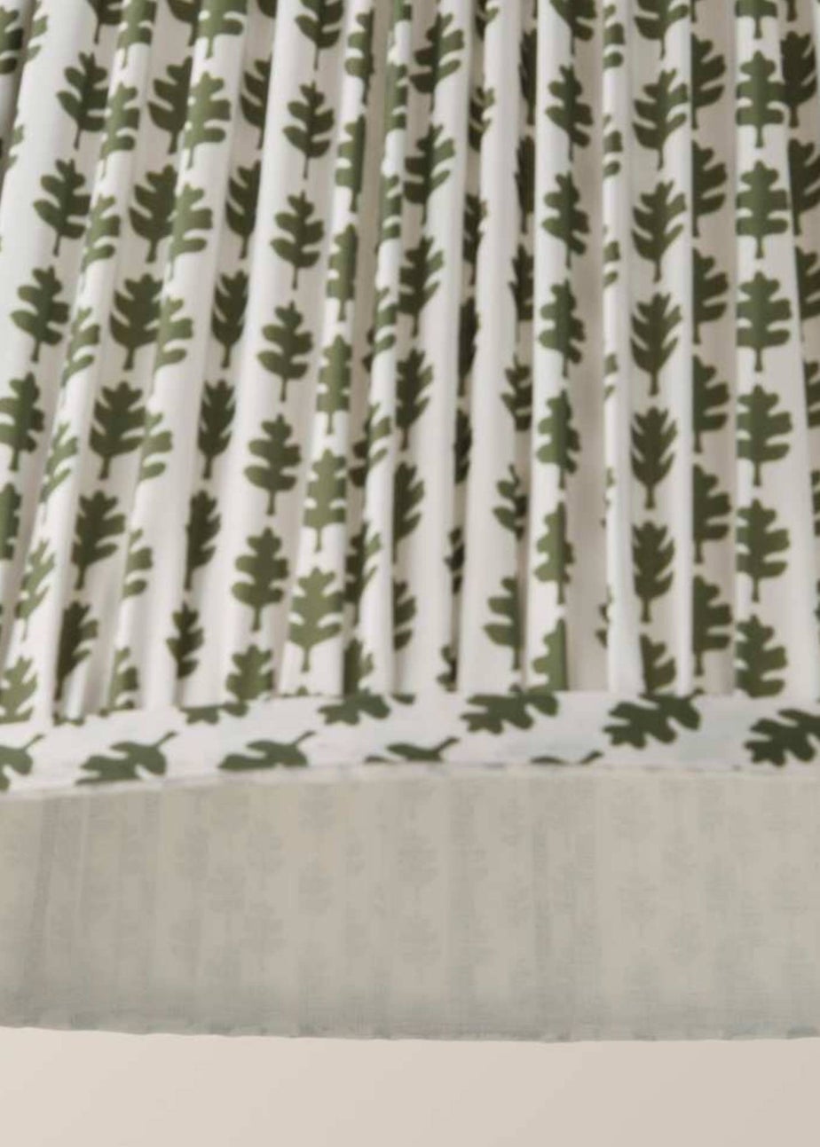 ValueLights Grange Large Easy Fit Green Floral Pleated Lampshade