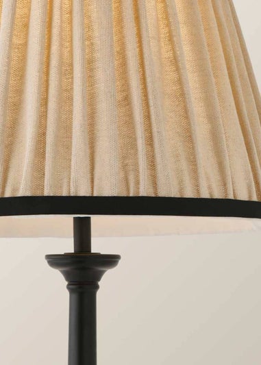 ValueLights Clara Black Candlestick Table Lamp with Linen Shade