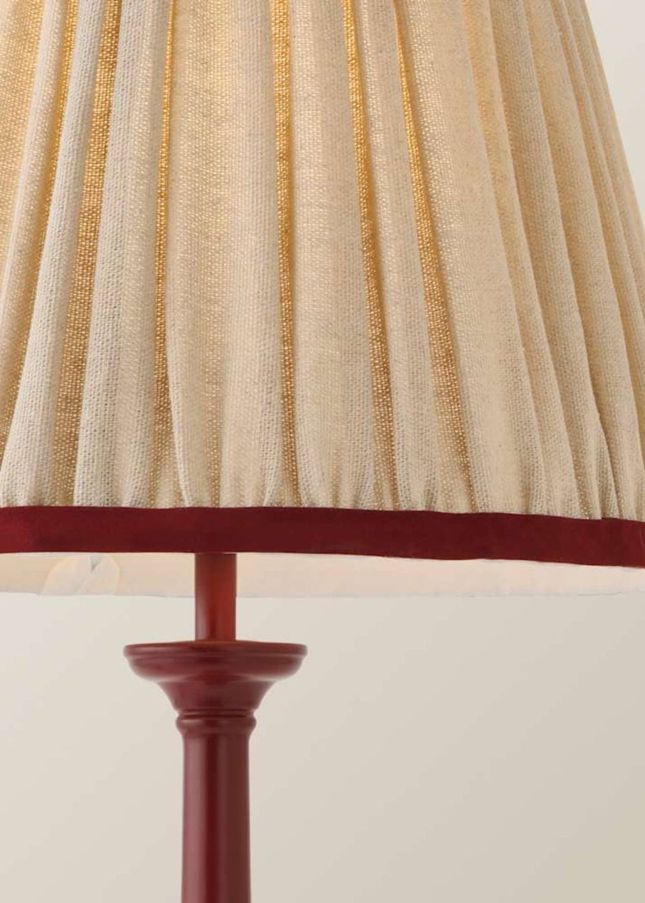 ValueLights Clara Burgundy Candlestick Table Lamp with Linen Shade